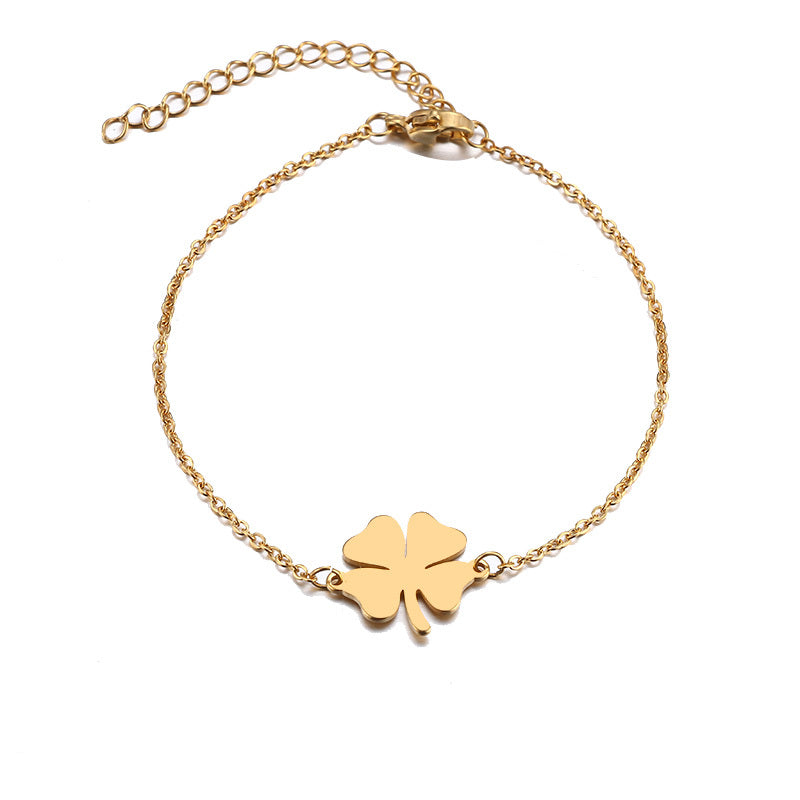 Four Leaf Clover Stainless Steel Bracelet