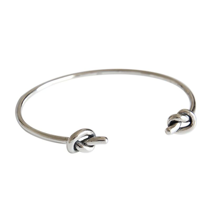 925 Sterling Silver Bangles Women Double Knot Bracelets