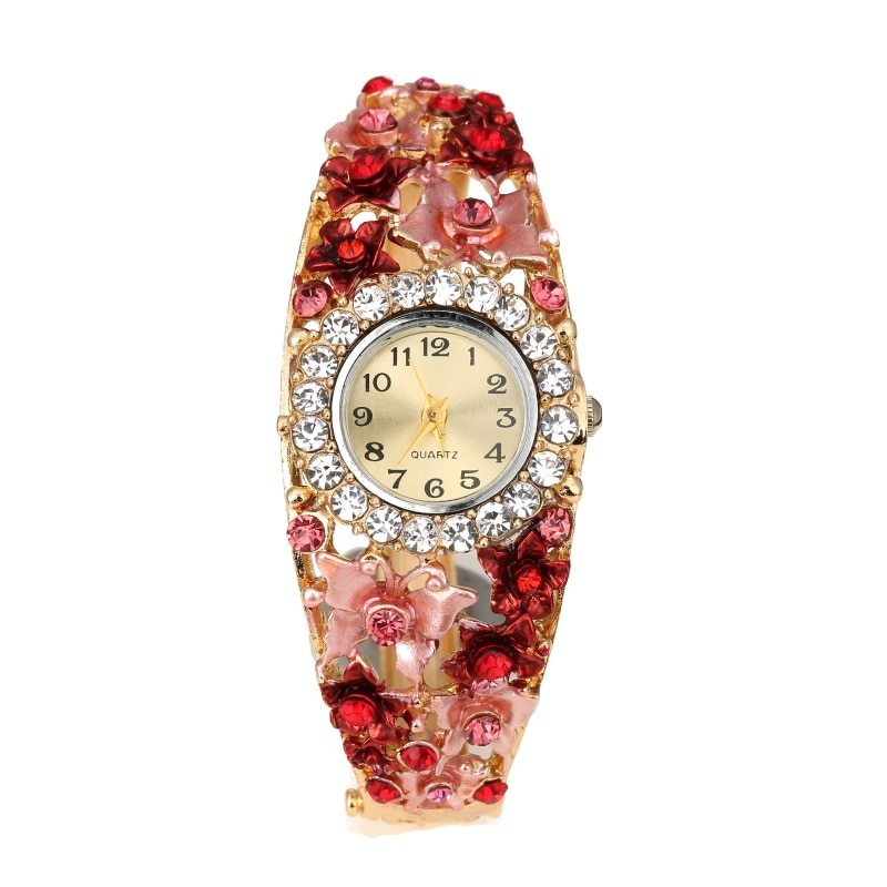 Small flower diamond ladies bracelet watch