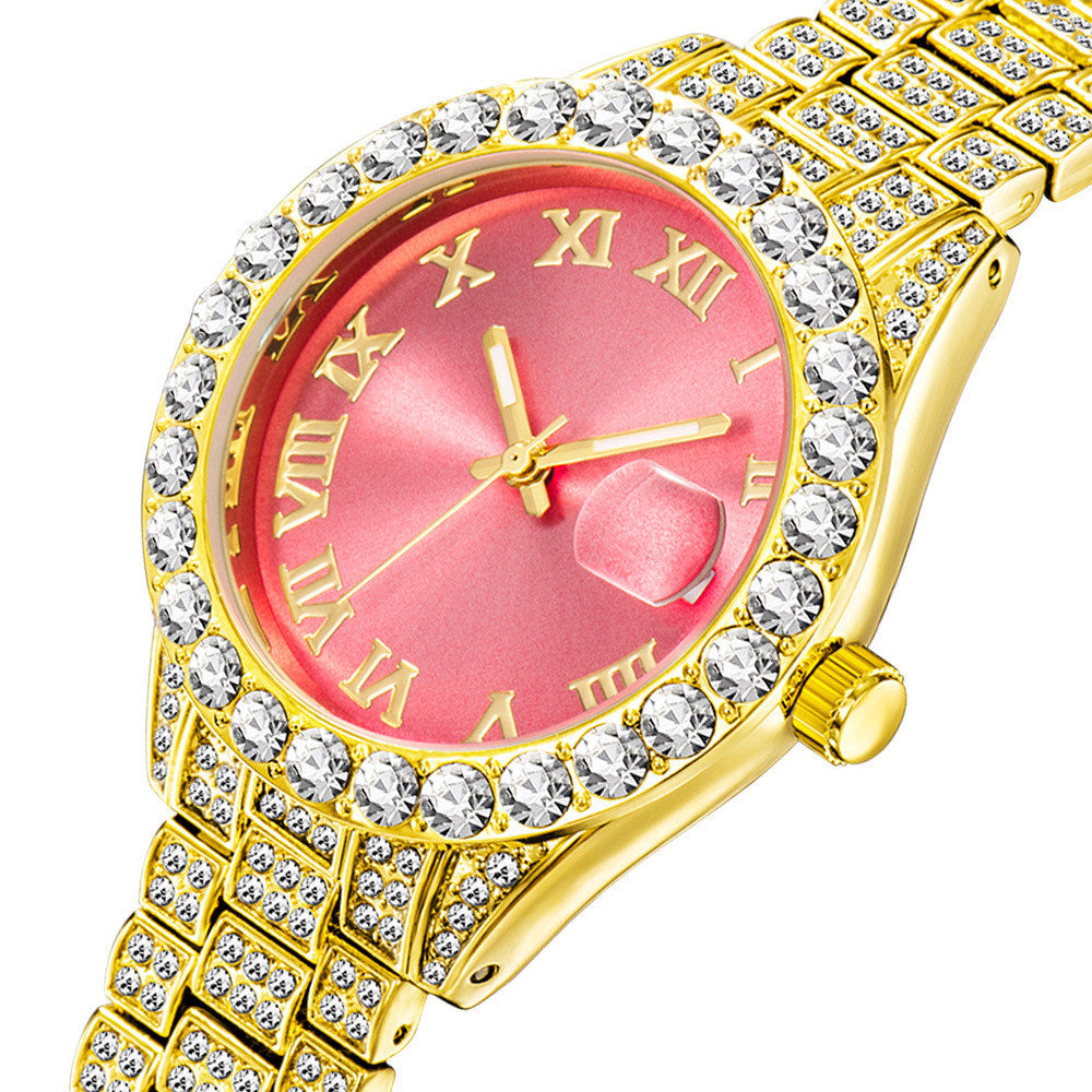 Diamond Calendar Waterproof Luminous Ladies Watch