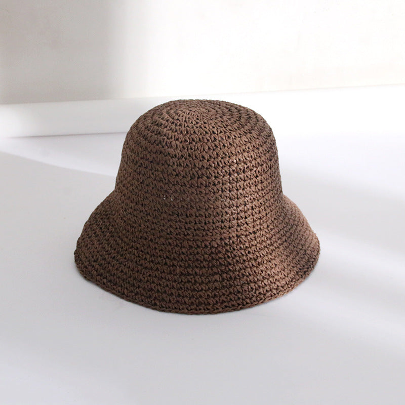 Straw Bucket Hat For Women Summer Breathable Sun-proof