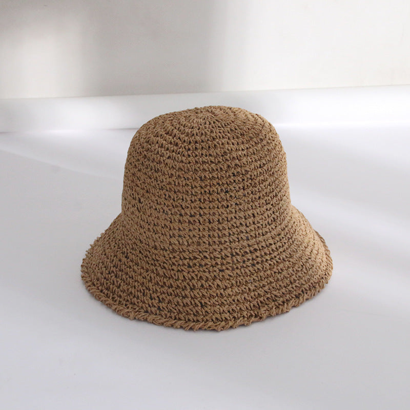 Straw Bucket Hat For Women Summer Breathable Sun-proof