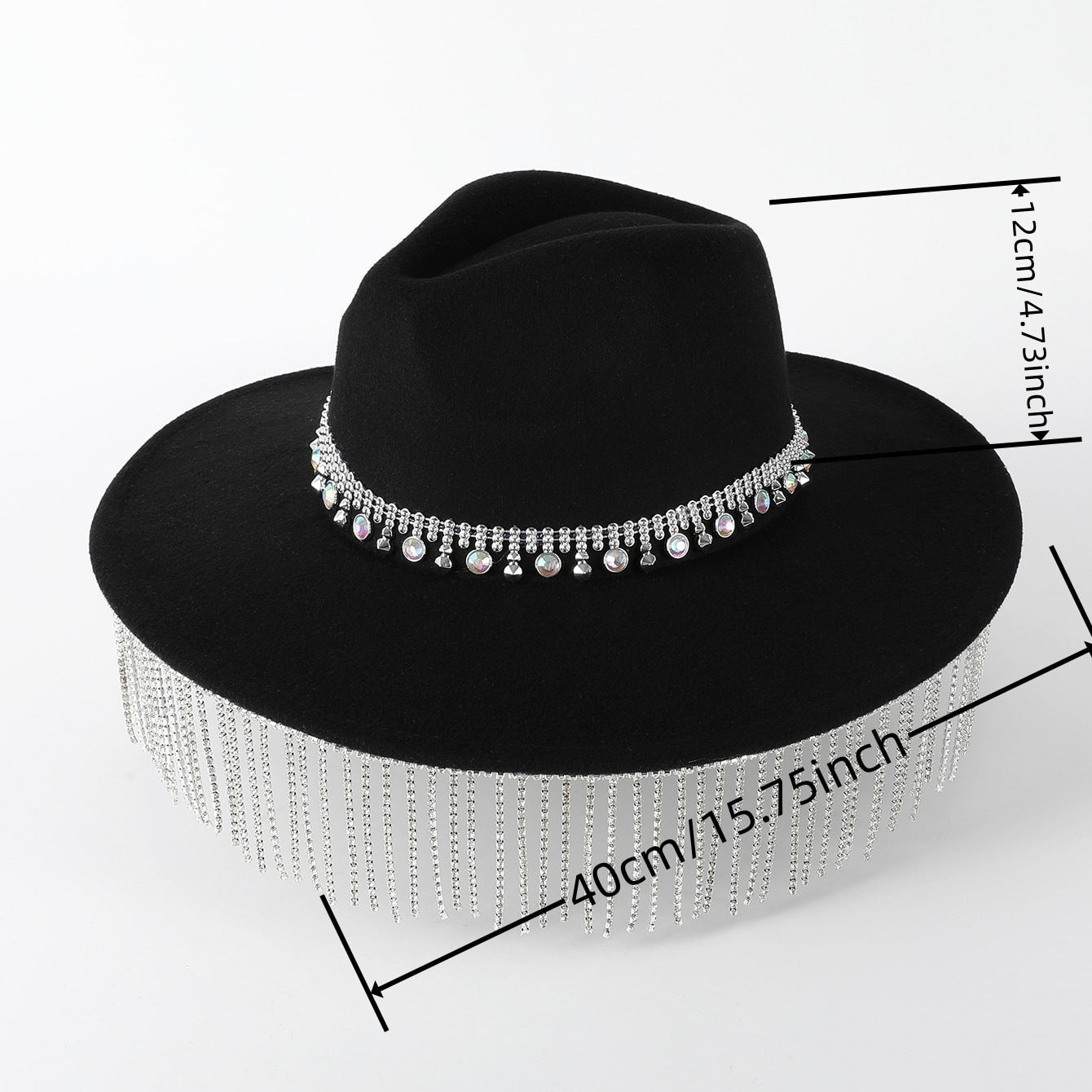 Pendant Wide Brim Top Hat Casual Fedora Hat Women Fur Felt Hat