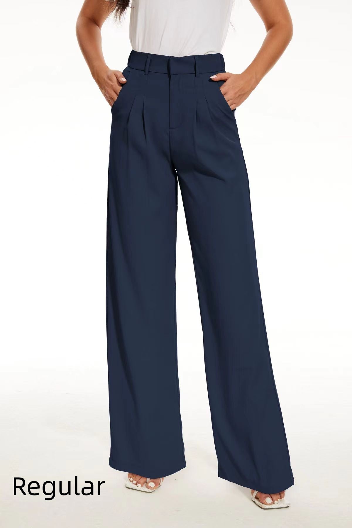 Pocket High Waist Wide Leg Casual Suit Pants