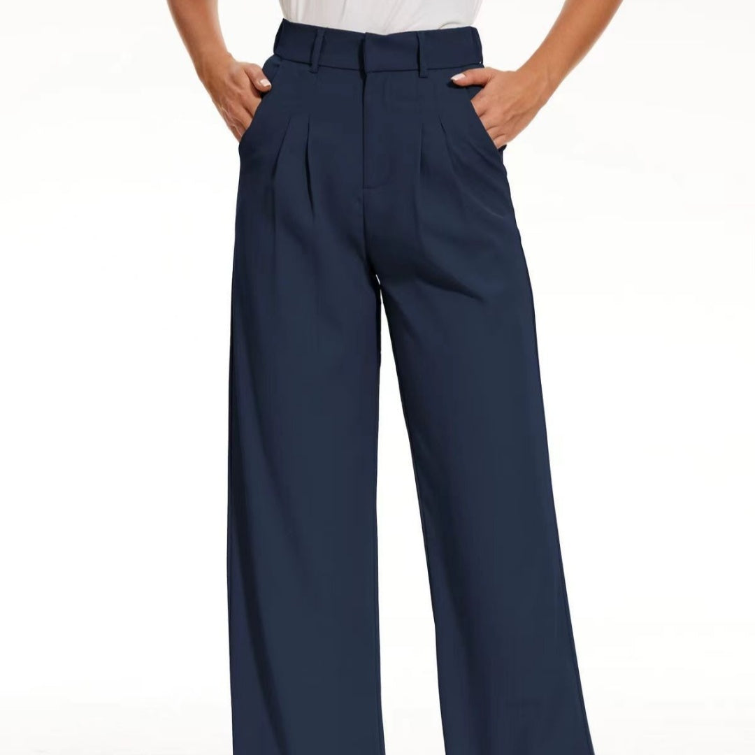 Pocket High Waist Wide Leg Casual Suit Pants